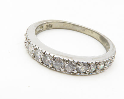 925 Sterling Silver  Sparkling Cubic Zirconia Round Band Ring Sz 7  RG14302