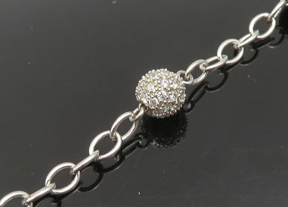 ESPO 925 Sterling Silver Vintage Black Onyx & Cubic Zirconia Necklace  NE3678