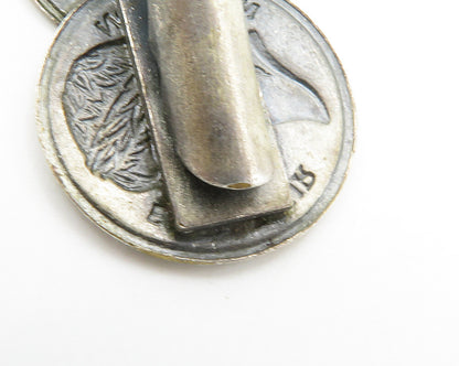 925 Sterling Silver  Vintage Antique Triple Napoleon Coin Tie Clip  TR2065