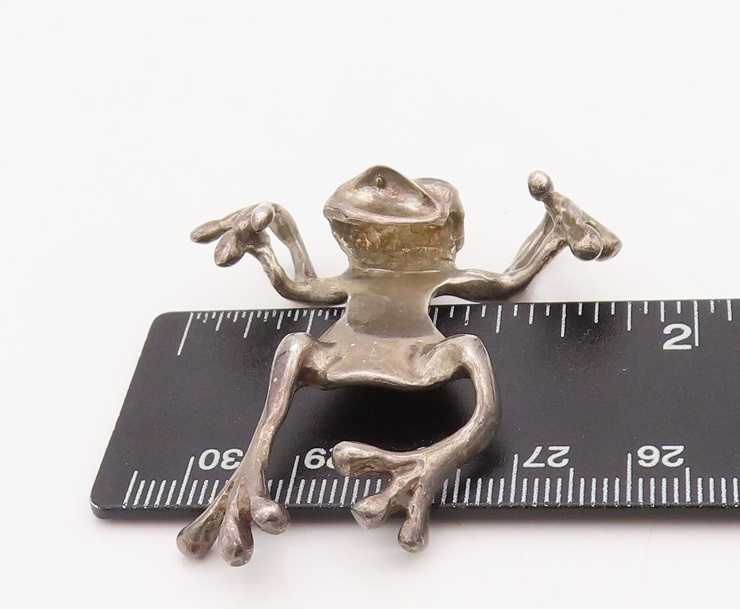 925 Sterling Silver Vintage Pendant Solid Cutout Jumping Frog  PT23576