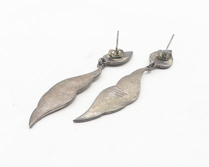 MEXICO 925 Sterling Silver  Vintage Dark Tone Linked Dangle Earrings  EG6169