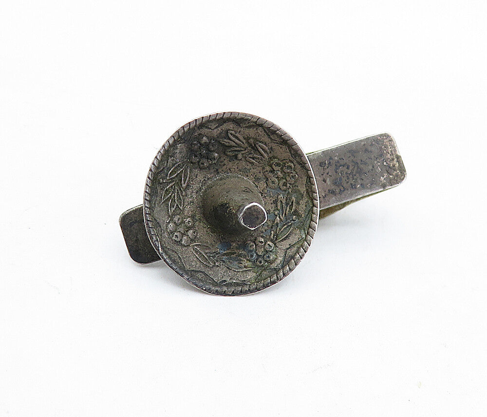 JM 925 Sterling Silver  Vintage Antique Petite Sombrero Motif Tie Clip  TR1241