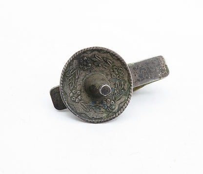 JM 925 Sterling Silver  Vintage Antique Petite Sombrero Motif Tie Clip  TR1241