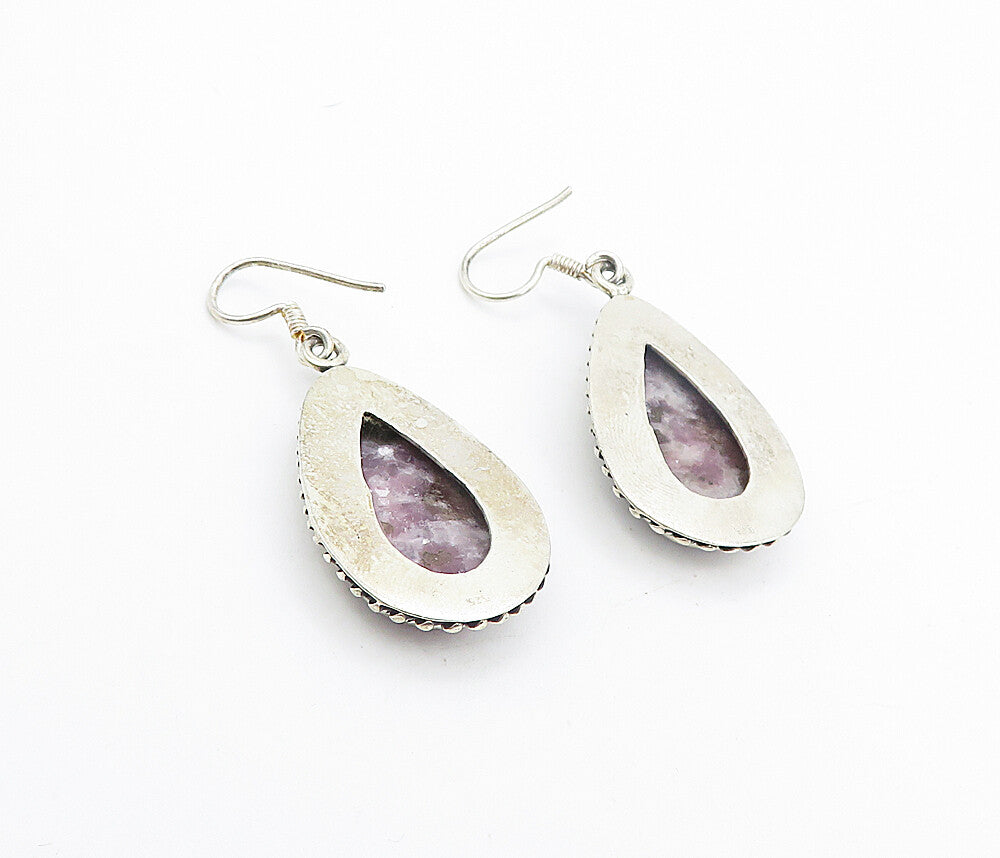 925 Sterling Silver  Vintage Gemstone Tear Drop Dangle Earrings  EG3546