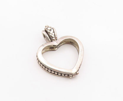925 Sterling Silver  Vintage Shiny Open Love Heart Pendant (OPENS)  PT17126