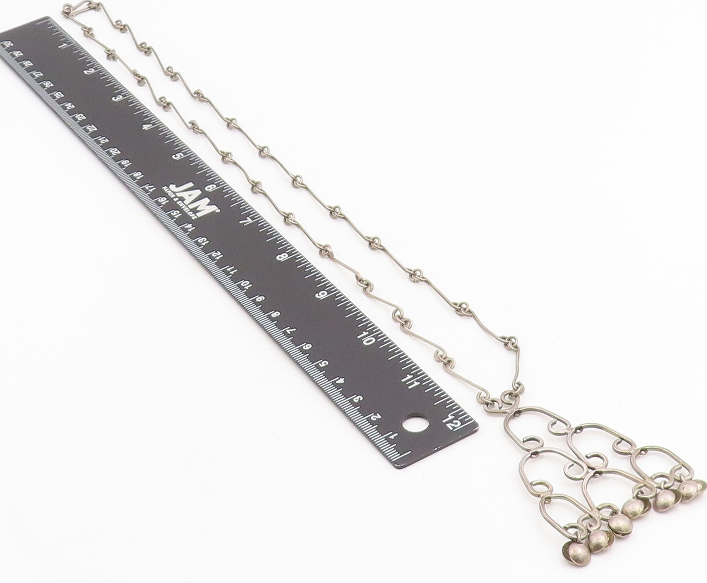 925 Sterling Silver Vintage Necklace ISRAEL Linked Loop Chandelier Chain  NE4759