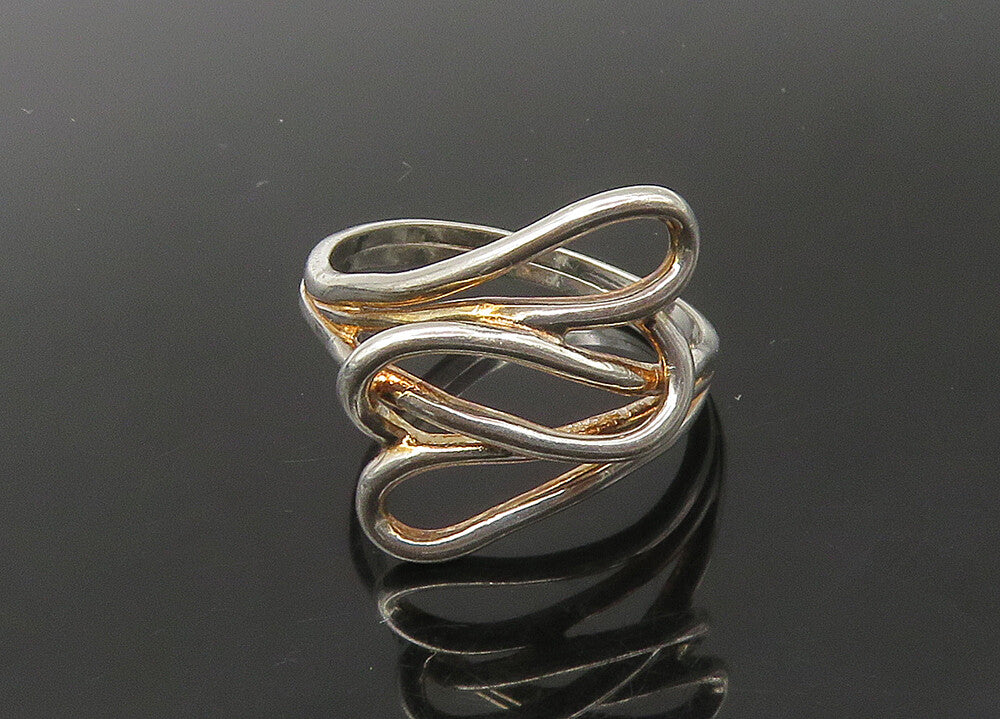 925 Sterling Silver  Vintage Shiny Love Hearts Bypass Ring Sz 8.5  RG22379