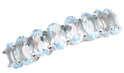 925 Sterling Silver Vintage Ring Oval Cut Blue Topaz band Sz 7 RG29941