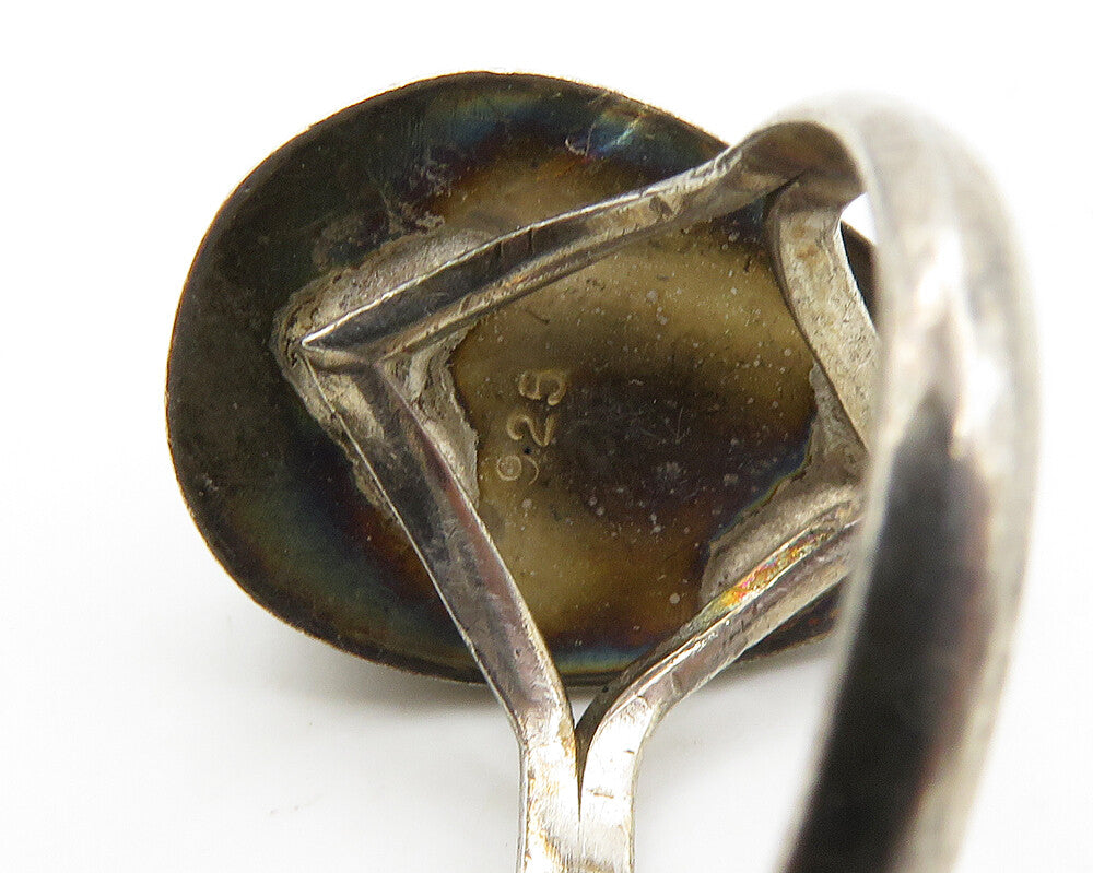 925 Sterling Silver  Vintage Tear Drop Larimar Cocktail Ring Sz 7.5  RG19766