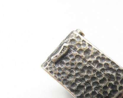 925 Sterling Silver  Vintage Dark Tone Hammered Pyramid Design Pendant  PT8883