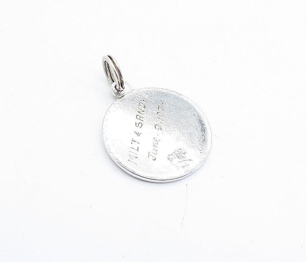 925 Sterling Silver  Vintage A Date To Remember Quote Shiny Pendant  PT4680