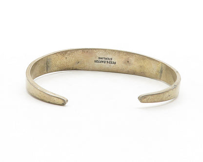 REED & BARTON 925 Silver  Vintage Dark Tone Etched Detail Cuff Bracelet BT4935