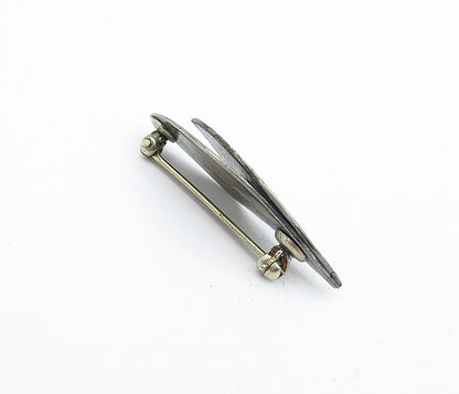 925 Sterling Silver  Vintage Antique Oxidized Floral Leaves Brooch Pin  BP1489