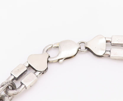 925 Sterling Silver Vintage Necklace Solid Oval Box Cutout Chain  NE4336