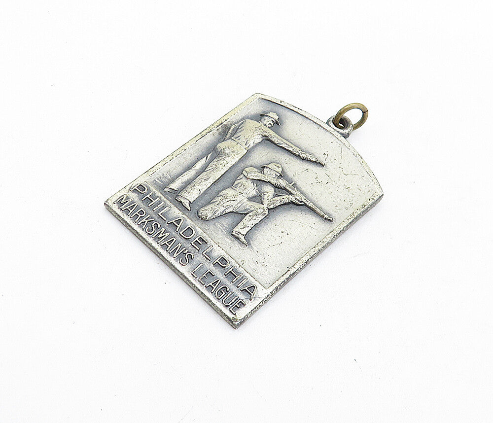 925 Sterling Silver  Vintage Antique Marksman's League 1939 Pendant  PT4418