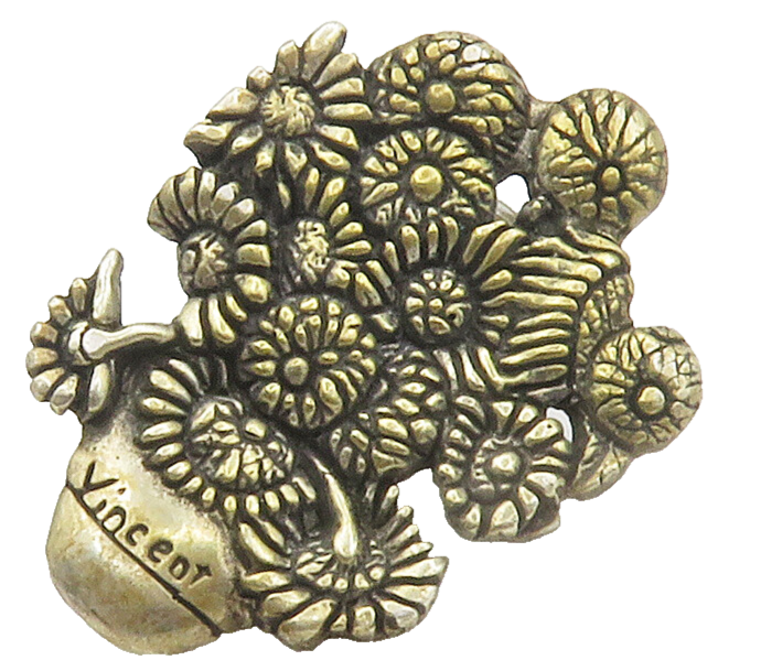 H&H DEMATTEO 925 Sterling Silver  Vintage Flower Bouquet Lapel Pin  TR2114
