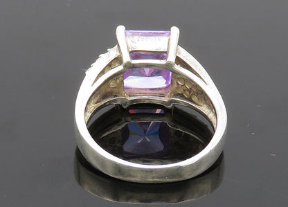 925 Sterling Silver  Vintage Purple Cubic Zirconia Band Ring Sz 8  RG20459