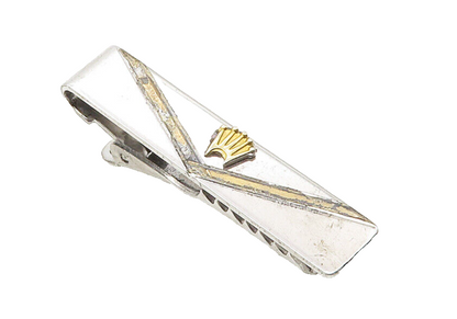 SIMMONS 925 Sterling Silver  Vintage Shiny 2 Tone Royal Crown Tie Clip  TR2307