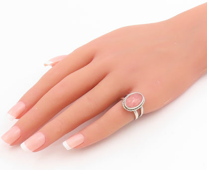 925 Sterling Silver Vintage Ring Oval Rhodochrosite Split Band  Sz 6.5  RG34817