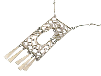 ISRAEL 925 Sterling Silver  Vintage Dark Tone Twist Bar Chain Necklace  NE2807