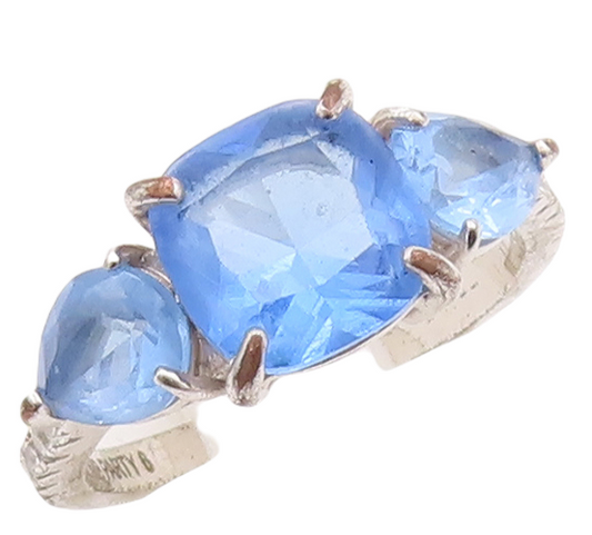 925 Sterling Silver Vintage Ring Multi Shape Multi Color Topaz  Sz 6  RG28765