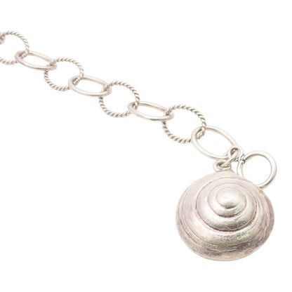 925 Silver  Vintage Hollow Spiral Pendant Open Circle Link Bracelet  BT9382