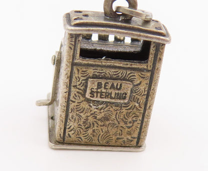 925 Sterling Silver Vintage Pendant Mechanical Cash Register Charm OPENS PT25649