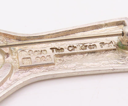 925 Sterling Silver Vintage Brooch Pin Classic Save The Children Symbol  BP12317