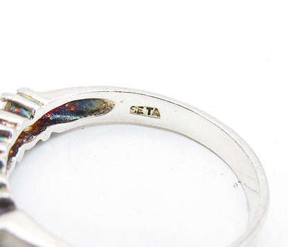 SETA 925 Silver  Vintage Cubic Zirconia 4 Stone Swirl Band Ring Sz 9.5  RG7056