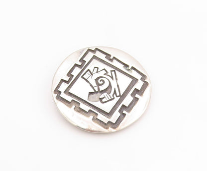 925 Sterling Silver Vintage Brooch Ancient Etched Geometric Maze Design  BP11835