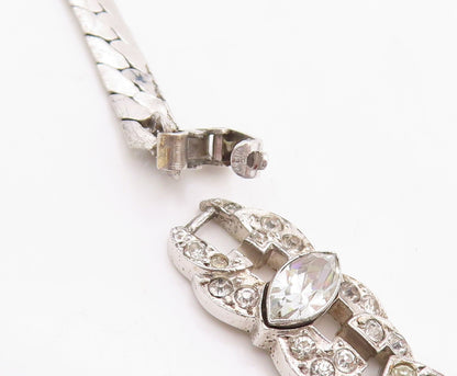 925 Sterling Silver Vintage Necklace Designer Antique Topaz Inlay  NE4377