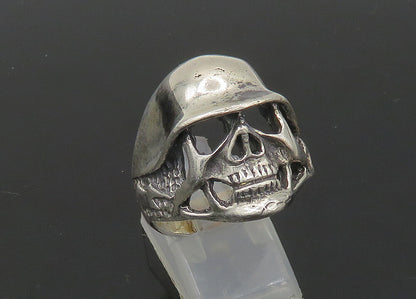 925 Sterling Silver  Vintage Skeleton Head Large Biker Ring Sz 12  RG23254