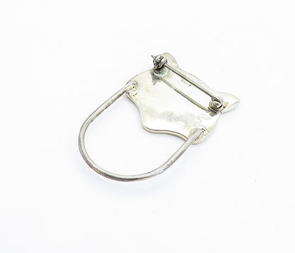 MEXICO 925 Sterling Silver  Vintage Etched Cat's Face Motif Brooch Pin  BP2497