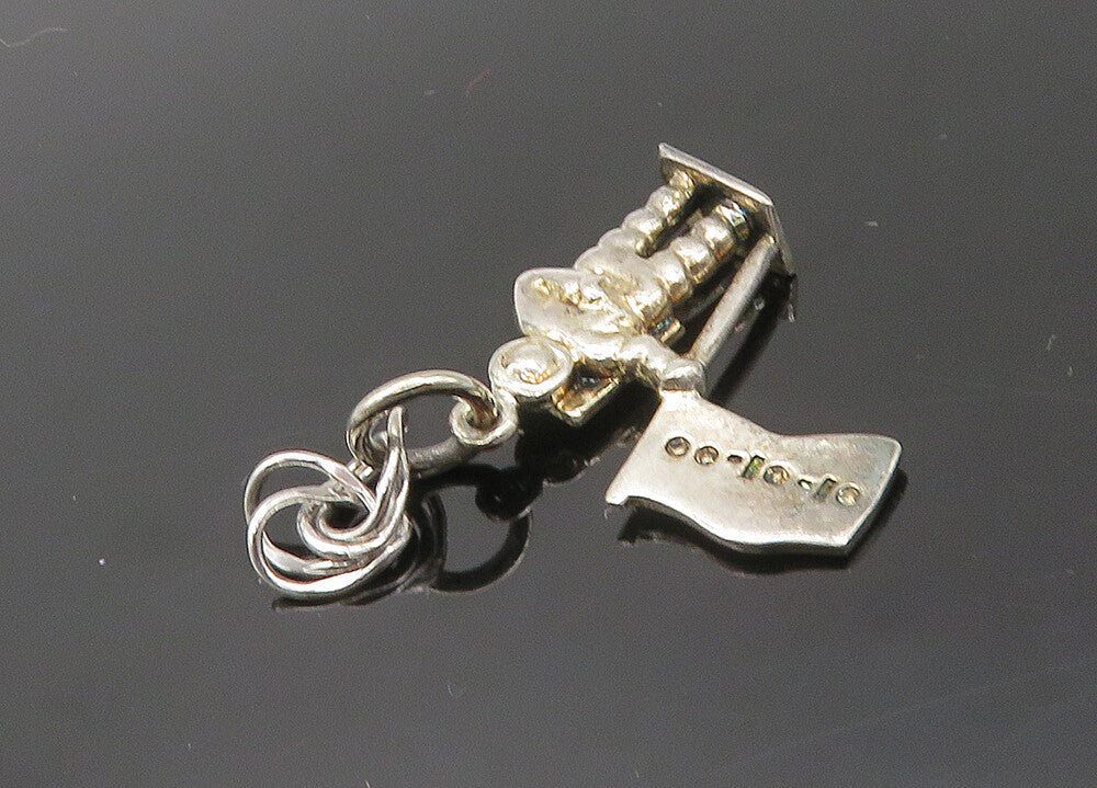 925 Sterling Silver  Vintage Shiny Astronaut On The Moon Pendant  PT16518