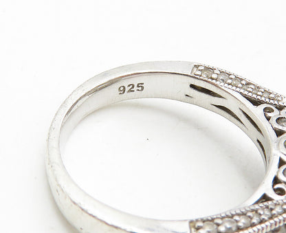 925 Sterling Silver  Cubic Zirconia Solitaire With Accents Ring Sz 7  RG9452