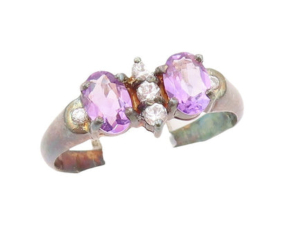 925 Sterling Silver Vintage Ring Amethyst & Topaz Butterfly  Sz 7.5  RG30215