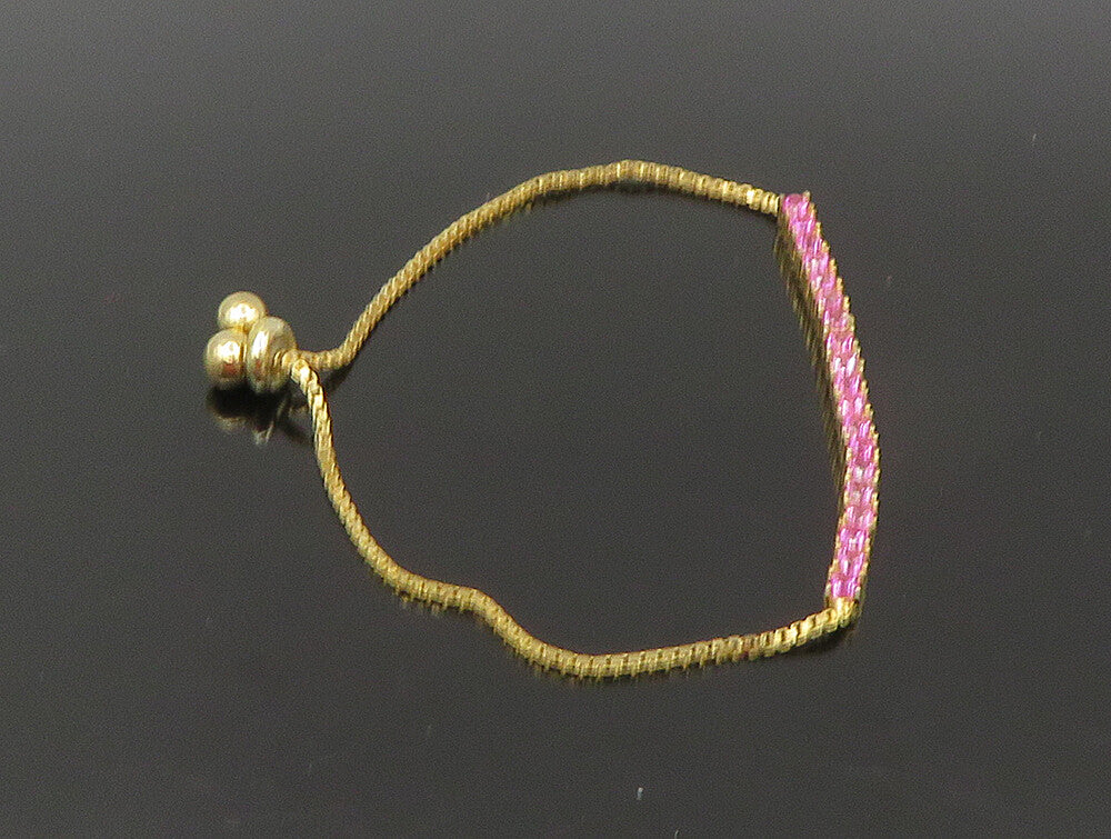 Gold Over 925 Silver  Cubic Zirconia Adjustable Child Box Chain Bracelet BT1106