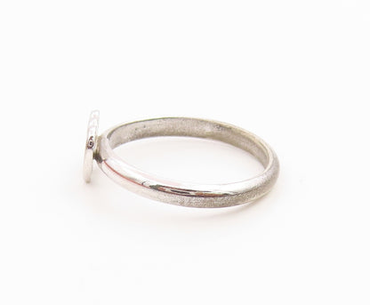 925 Sterling Silver Vintage Ring Minimalist Double Love Heart  Sz 5.5  RG35581