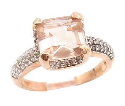 925 Sterling Silver Vintage Ring Gold Plated CZ Statement Band  Sz 7  RG34971