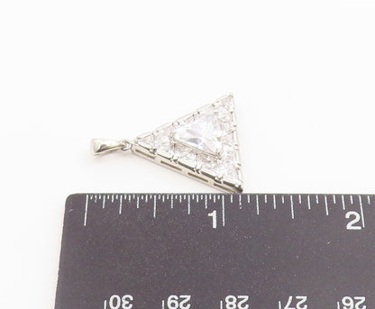 925 Sterling Silver Vintage Pendant Classic CZ Geometric Triangle Charm  PT26648