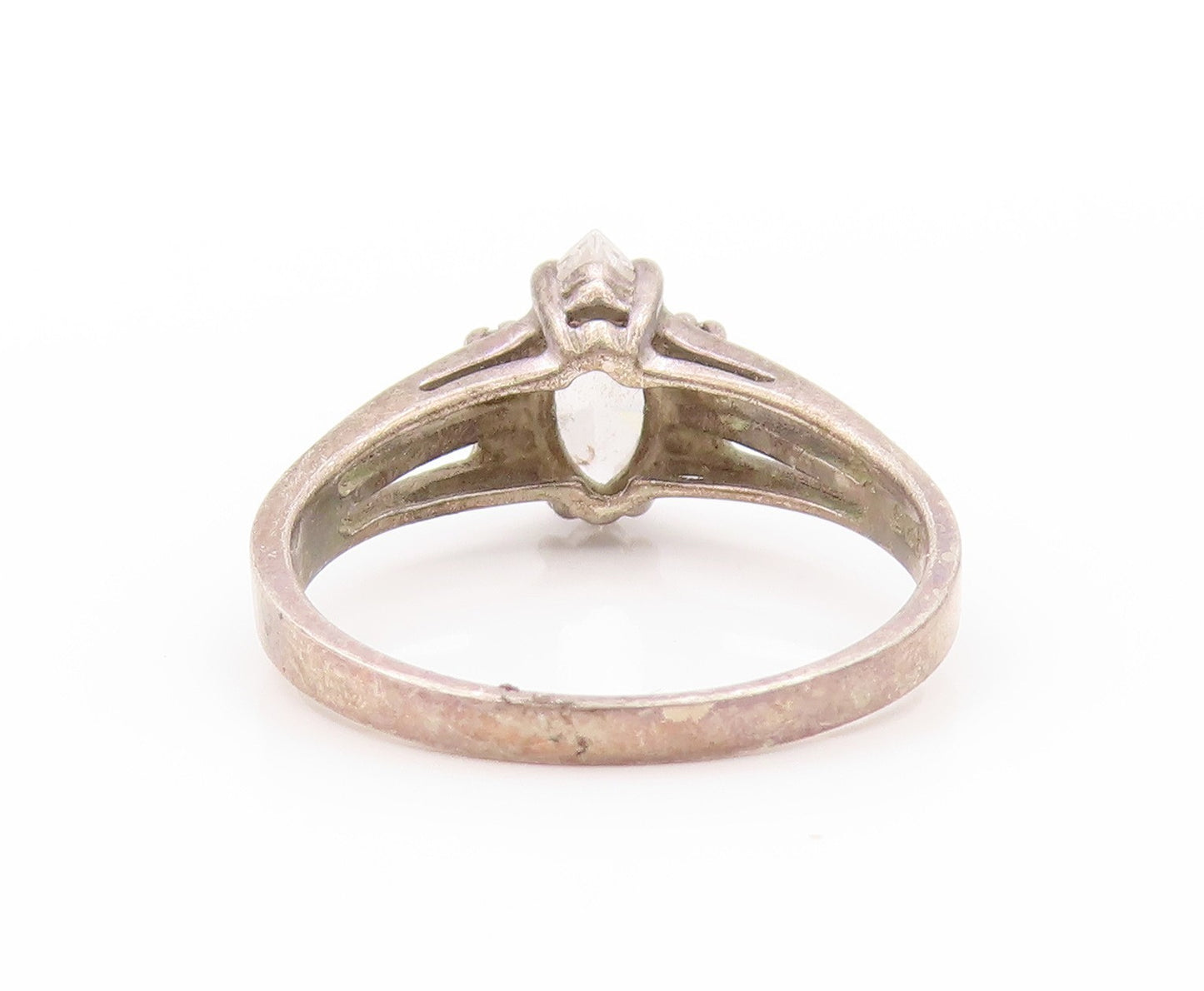 925 Sterling Silver Vintage Ring Minimalist Marquise Cut CZ  Sz 8 RG32991
