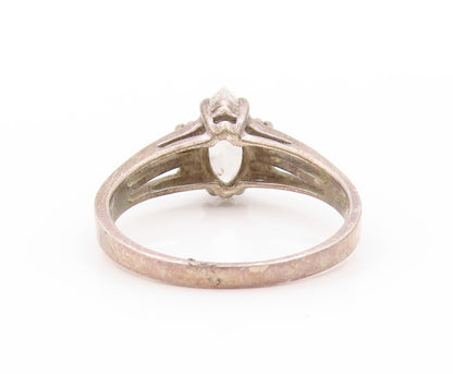 925 Sterling Silver Vintage Ring Minimalist Marquise Cut CZ  Sz 8 RG32991