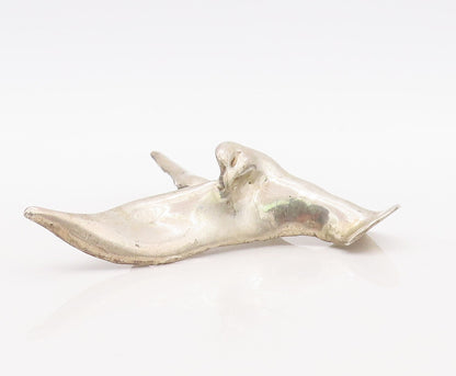 925 Sterling Silver Vintage Pendant Brutalist Carved Flying Bird Design  PT23586