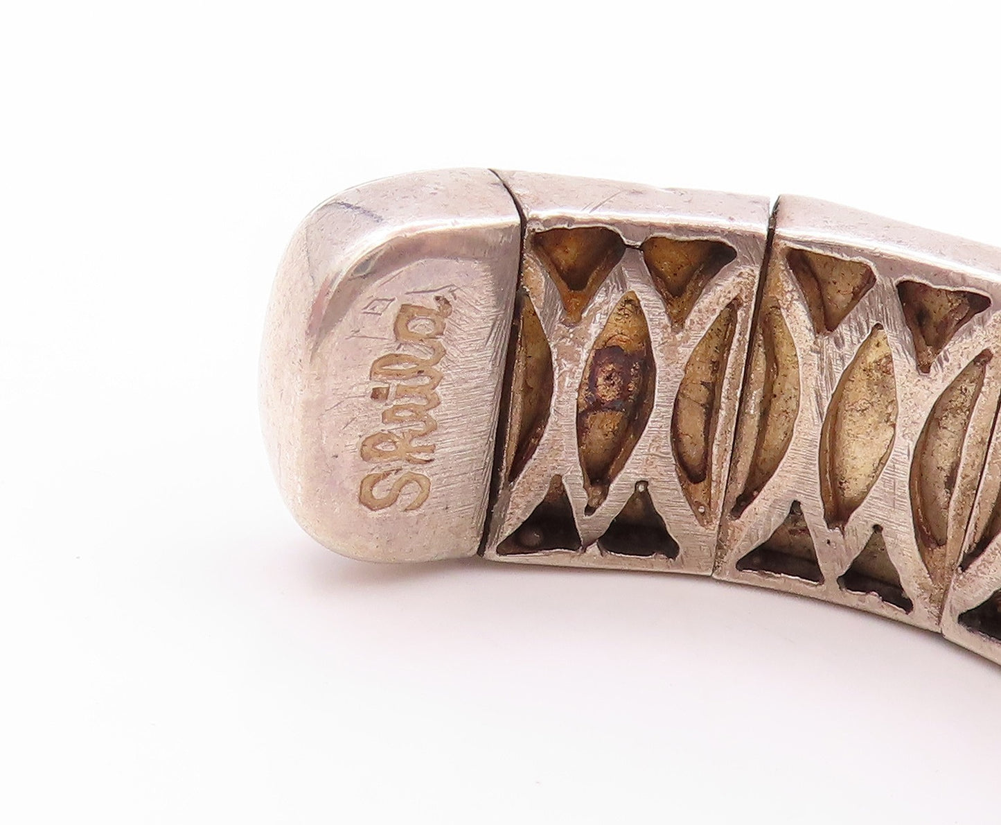 925 Sterling Silver Vintage Bracelet SHEILA Solid Walking Tigers Cuff  BT11193