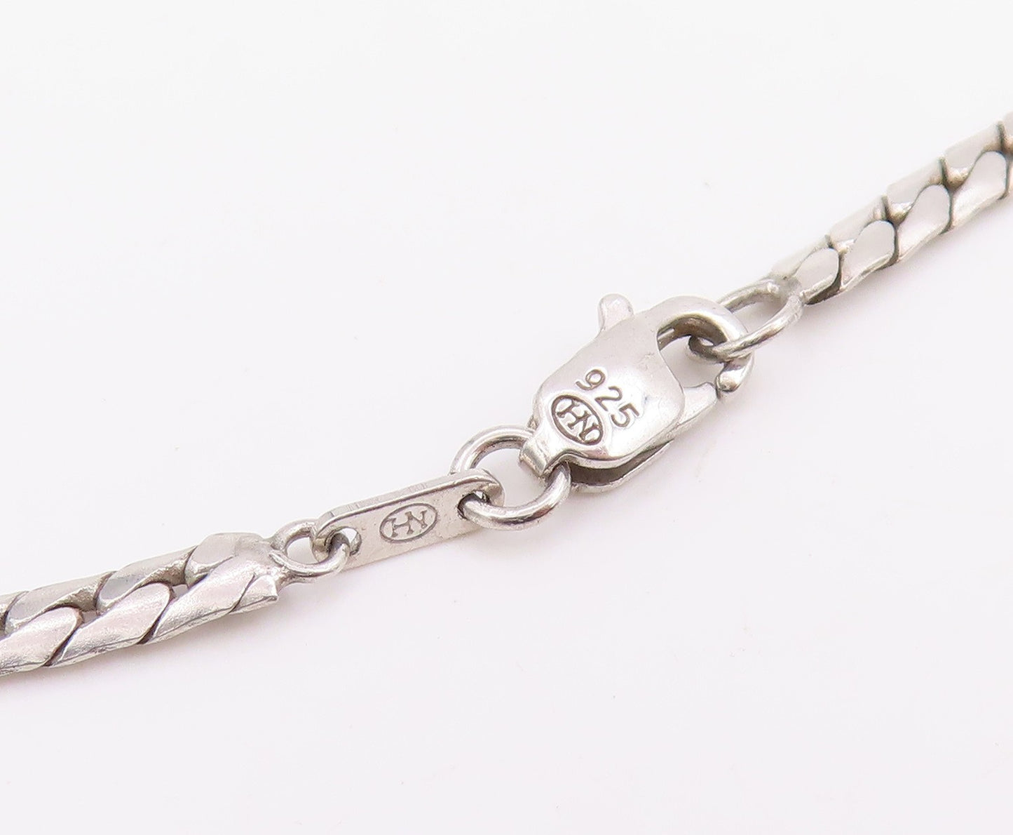 925 Sterling Silver Vintage Necklace Genuine Diamonds Elegant Oval Link  NE4755
