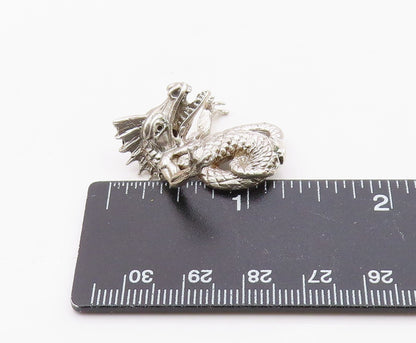 925 Sterling Silver  Vintage Shiny Dragon Motif Etched Detail Trinket  TR2027