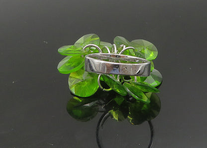 925 Sterling Silver  Vintage Peridot Cluster Shiny Cocktail Ring Sz 7  RG23516