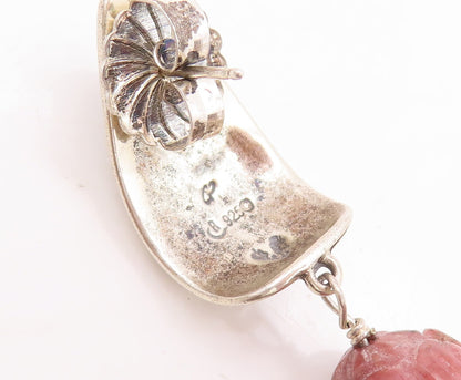 925 Sterling Silver Vintage Earrings CAROLYN POLLACK Dangling Gemstone  EG13116
