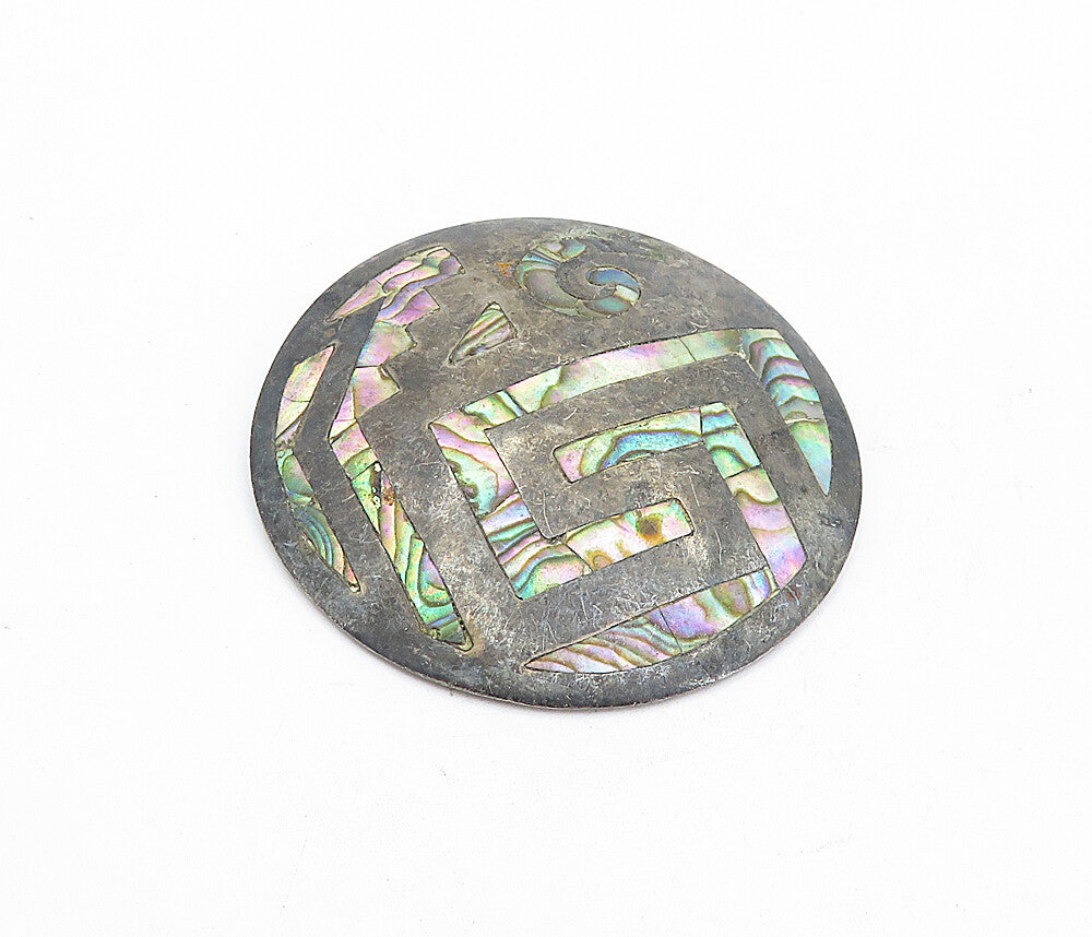 TAXCO MEXICO 925 Sterling Silver  Vintage Abalone Pattern Brooch Pin  BP1807