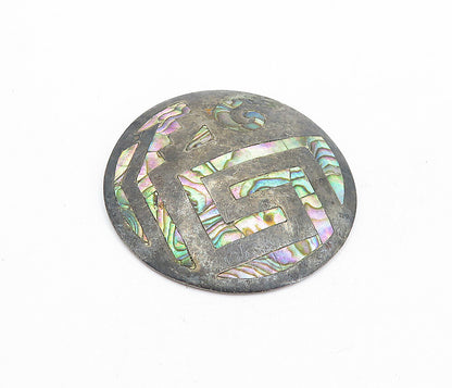 TAXCO MEXICO 925 Sterling Silver  Vintage Abalone Pattern Brooch Pin  BP1807